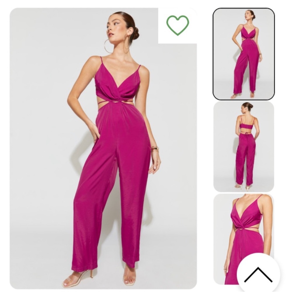 Francesca's Collections Fuchsia Twist Cutout Wide-Leg Jumpsuit